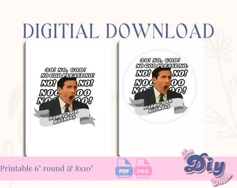 Michael Scott The Office Meme Cake Topper | Nooo! 30th PNG PDF | Funny Birthday | Round & Heart Shape Printable | Instant Digital Download