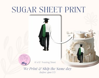 Sugar Sheet Print Graduation 2025 Cake Topper, Personalized Grad Decor,Boys Class Of 2025 Cake Topper, Congrats Graduation Party for him