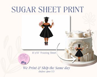 Sugar Sheet Print Girl woman Graduation African American curly hair braided