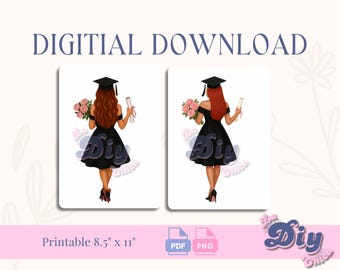 Graduation Girl | Clipart Graduation | Clipart High School College Senior Clipart | Students Graduation print File| Instant Digital DOWNLOAD