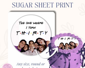 Friend Sugar Sheet Print Edible Cake Topper Image Round 90s tv show frosting icing sheet