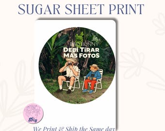 Bad Bunny Sugar Sheet – Debí Tirar Más Fotos Album Cake Topper | Edible Frosting Image for Cakes & Cookies | Printable Round Cake Topper