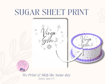 Black Horoscope Sugar Sheet: Zodiac Sign Edible Cake Topper