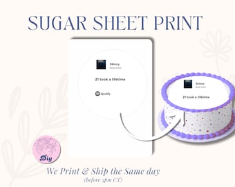 Sugar Sheet Print – Billie Eilish “Skinny” Lyric | Edible Cake Topper Image | Round Frosting Icing Sheet | 21 Took a Lifetime” Spotify Quote