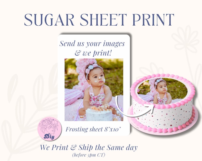 Featured listing image: Edible Cake Topper photo image custom/personalized any image (english/spanish)