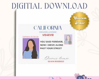 Custom Driver's license Edible Cake Topper: Olivia Rodrigo Lyrics (Digital Download)