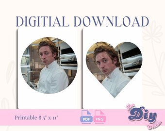 Jeremy Allen White Yes Chef Print – Sexy Kitchen Scene Cake Topper | PNG PDF Round heart Printable | Instant Digital Download