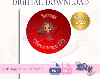 Ivonny Bonita Red Cake Design | PNG & PDF | Cake Topper Rounds + 8.5x11 Sheet | Instant Digital Download