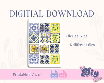 Amalfi Tiles PNG | Italian graphic File| Birthday cake, amalfi style, JPEG pdf | Instant Digital DOWNLOAD