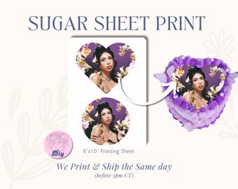 Sugar sheet print Kali Uchis fangirl orquídeas Orchids album Heart round cookies and cakes