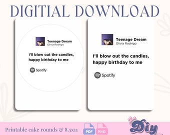 Olivia Rodrigo Cake Topper: "Happy Birthday to Me" Lyric (PNG, PDF Digital Download)