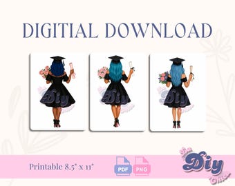 Graduation Girl | Clipart Graduation | Clipart High School College Senior Clipart | Students Graduation print File| Instant Digital DOWNLOAD