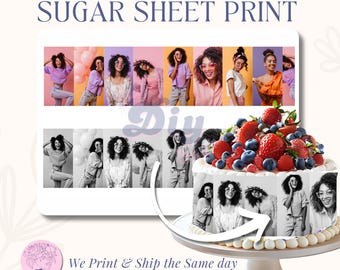Edible Photo Cake Wrap, Photo Strip Sugar Sheet for Round or Heart Cake, Custom Picture, Personalized Birthday Cake Decoration, Image Strips