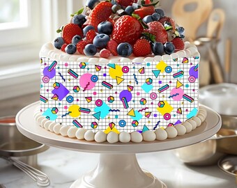 Sugar sheet print 90's 80's party theme cookies and cakes