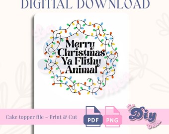 2” Rounds – Merry Christmas Ya Filthy Animal Wreath | PNG & PDF Punch Circles | Instant Digital Download