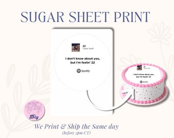 22 Taylor Swift Sugar Sheet Print | Edible Cake Topper Image Round photo | frosting icing sheet | I don’t know about you but I’m feelin' 22