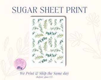 Sugar Sheet Green Eucalyptus Print Sheet for cake