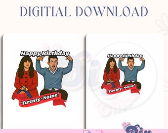 New Girl Schmidt Meme Cake Topper | 29 Folks What’s Up | Funny Birthday PNG PDF | Round & Heart Shape Printable | Instant Digital Download