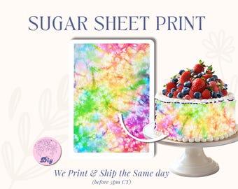 Tie Dye Sugar Sheet Print – Edible Summer Cake Topper for Cookies & Cakes | Bright Icing Sheet Printable for Birthdays, Parties  DIY Bakers