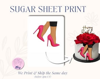 Sugar Sheet High heels Print -  Tan hispanic skin - Classy elegant cake edible sheet for cake