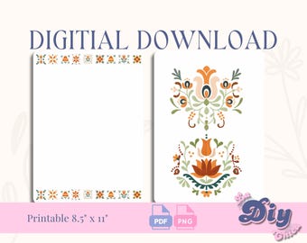 Mexican Embroidery Tiles Digital Download | Talavera frame| Blue Azul Vibrant| Ornamental Image | PNG PDF Printable | Instant Download