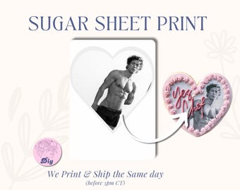 Jeremy Allen White Yes Chef Edible Image – Sugar Sheet Print Cake Topper | Round heart shaped Frosting Sheet for Birthday Cakes