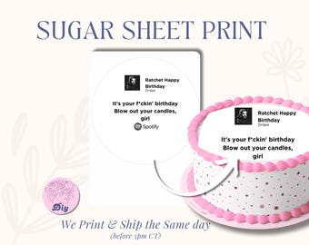 Drake Sugar Sheet| Print Edible Cake Topper Image Round Image frosting icing sheet| 2018 scorpion album Ratchet Happy Birthday