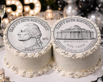 Double Nickel - 55th Birthday Sugar Sheet Print Edible Cake Topper Image - Round Image- frosting icing sheet - Edible Sugar topper