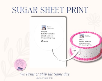 Lana del Rey Sugar Sheet Print | Edible Cake Topper Image Round | Frosting Icing Sheet | Carmen Song Lyrics 17th Birthday Cake Topper