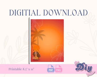 Karol G Tropicoqueta cute character maracas background | Red orange Background tropical | PNG PDF Printable pdf | Instant Digital Download