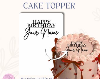Happy Birthday Name Cake Charm | Custom Glitter or Mirror Cardstock Topper | Personalized Birthday Decoration