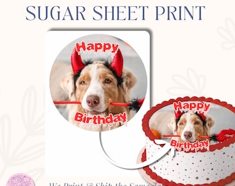 Custom Sugar Sheet Print | Edible Cake Topper Image Round Image | frosting icing sheet  | Cartoon font fancy font elegant, bloody, special