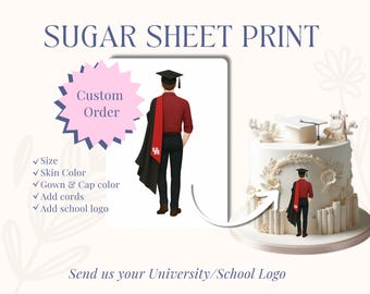 Custom Sugar Sheet Print Graduation 2025 Cake Topper, Personalized Grad Decor,Boys Class Of 2025, Congrats Graduation Party for him