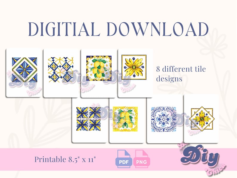 Amalfi Tiles PNG | Italian Graphic File| Amalfi Style, JPEG Pdf ...