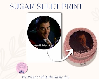 Mr. Big Happy Birthday Baby Edible Sugar Sheet | Sex & the City Inspired Cake Topper | Birthday Frosting Image | Printed Cake Decoration