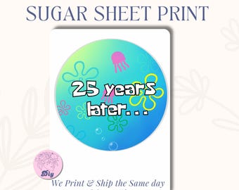 Sponge bob Cake Topper, Birthday Topper, Customize Name Age, Personalized | Edible Frosting Image for Cakes | Printable Round Cake Topper