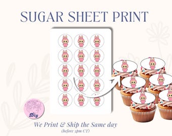La bubu Edible Cupcake Toppers | Sugar Paper edible image | Circle Toppers, Cake Decor, Kids Birthday | Cartoon prints | 2" cupcake