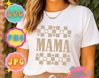 Checkered Mama Mouse - 300 DPI - PNG - SVG - Digital File - Sublimation