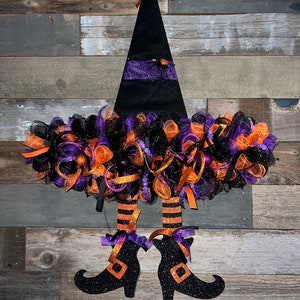 Enchanting Witch&#39;s Hat Wreath - Halloween Decor - Spooky Door Decoration - Handmade Halloween Wreath - Witchy Home Decor