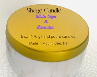 Candles, Scented Candles, White Sage and Lavender Candles, Candle Tins