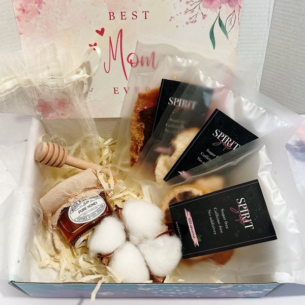 Spirit cute healthy gift box, HIGHT QUALITY for employees, coworker, sister, mother, grandparent, gift under 20, tea box with honey