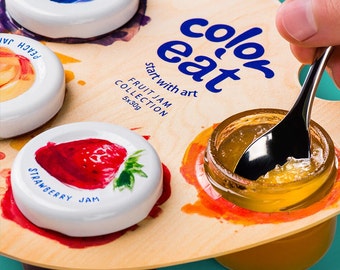 Color Eat Jam Collection - 5 Flavors, 30g Each - Fig, Peach, Strawberry, Pumpkin, Feijoa - Natural, high quality jams, gift for painter