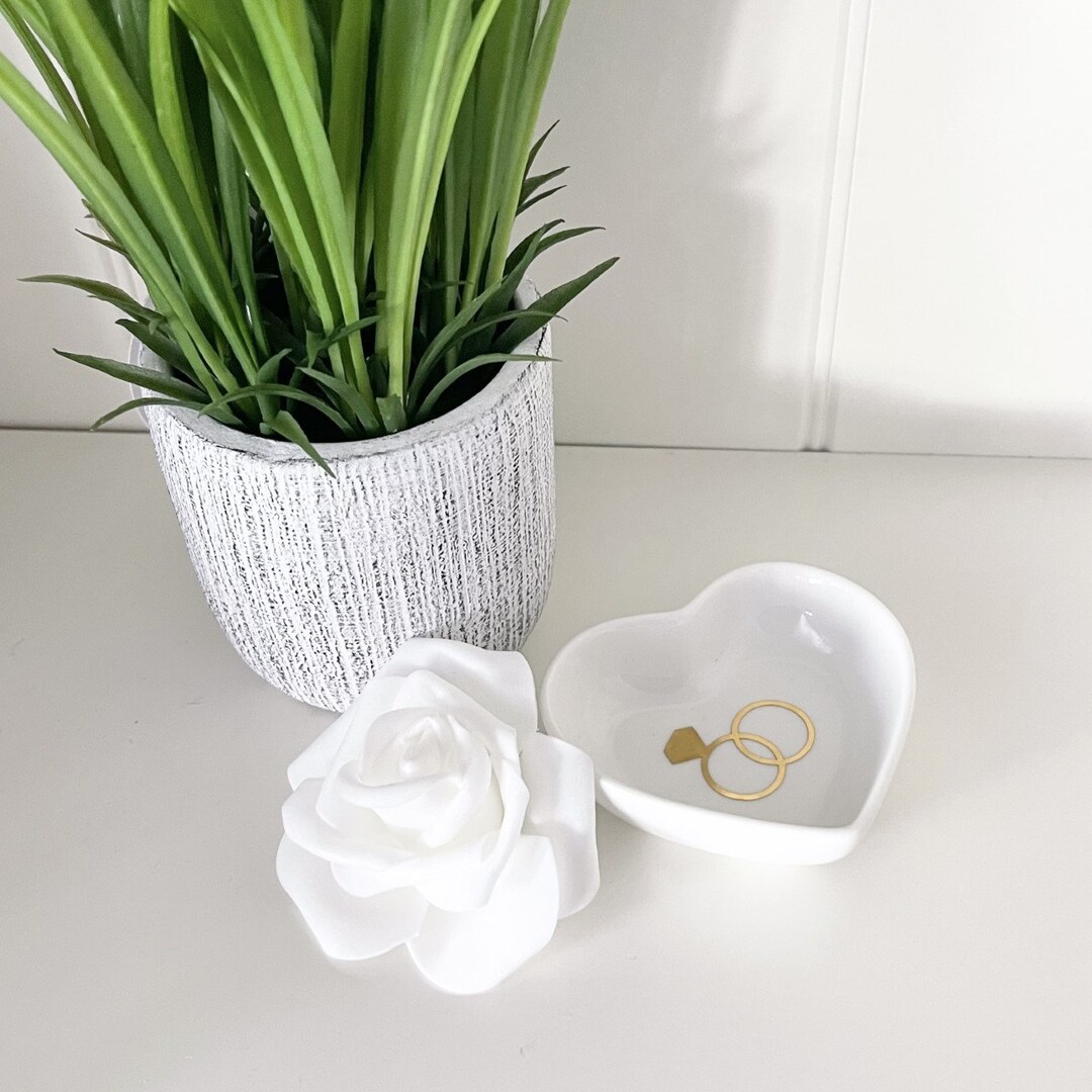 Heart Shaped Ring Dish for Wedding Engagement Bride & Groom Etsy