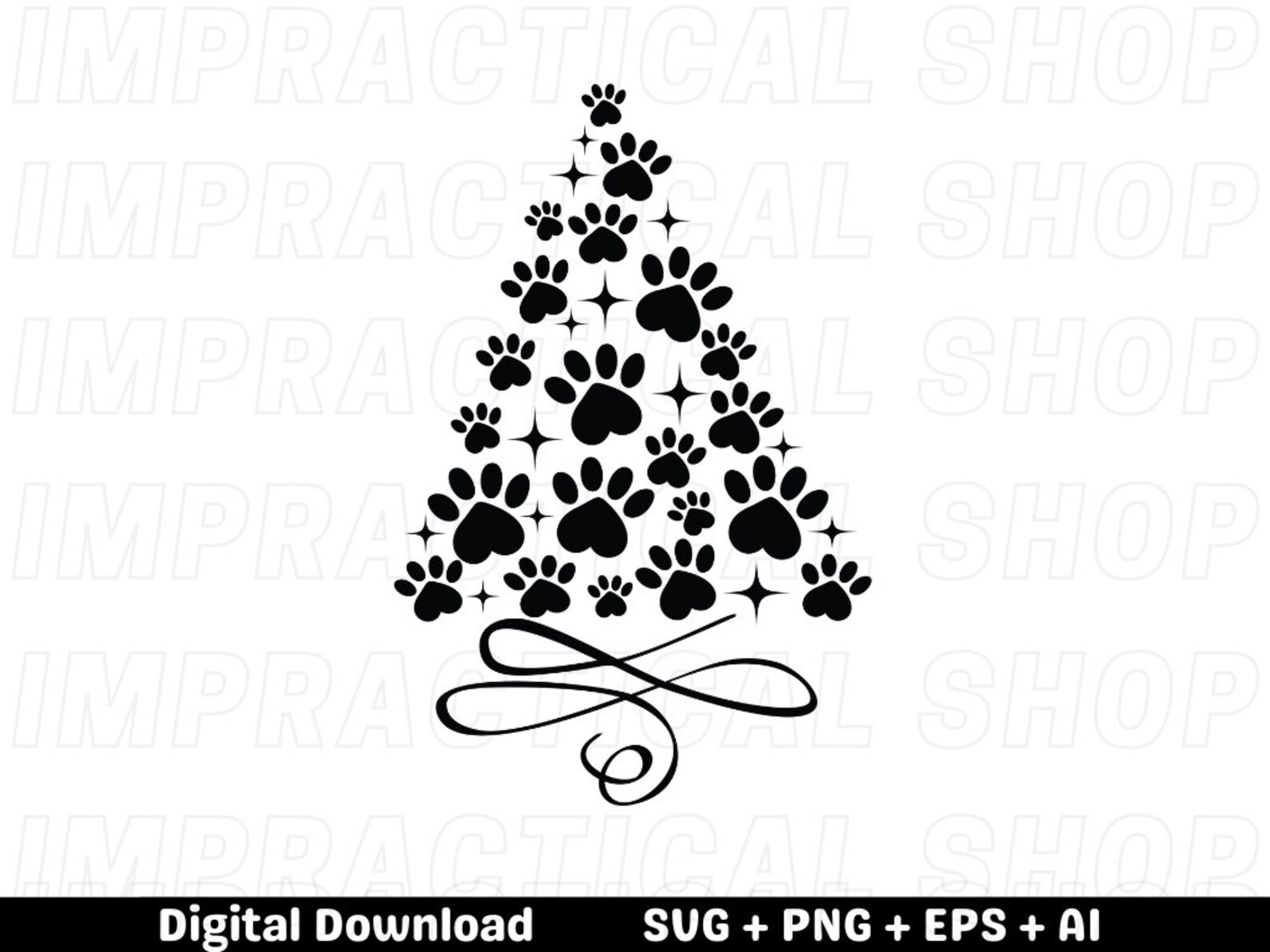 Paw Tree Svg Christmas Cricut Silouhette Be Real Svg Etsy