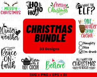 Christmas SVG Bundle, Merry Christmas svg, Winter svg, Funny christmas svg, Christmas shirt, Xmas svg, Santa svg