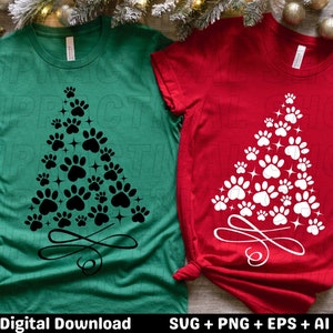 Paw tree svg, christmas, cricut, silouhette, be real svg, digital download