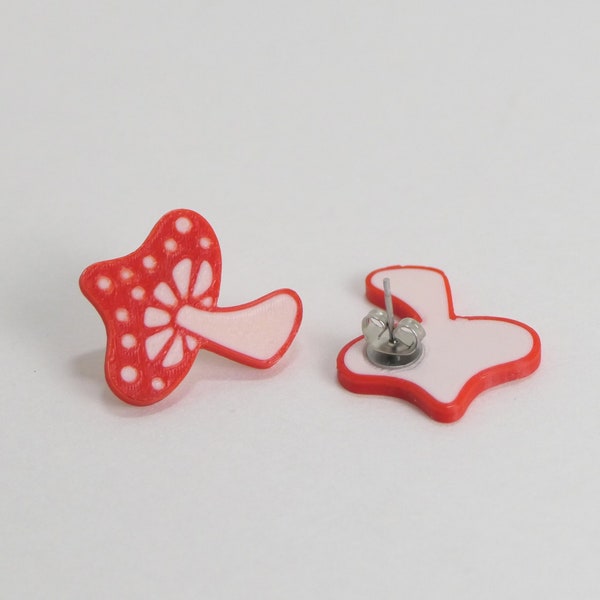 magic mushroom earrings, shroom stud earrings, amanita stud earrings, psychedelic shroom earrings