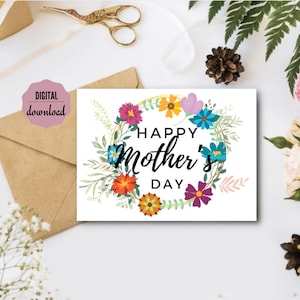 Tarjeta del Día de la Madre Imprimible / Tarjeta del Día de la Madre Feliz / Tarjeta del Día de la Madre Descargable / Tarjeta del Día de la Madre Descargable Digitalmente / Descarga Instantánea