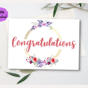 Tarjeta de felicitación imprimible con sobre, descarga digital instantánea, incluye plantilla de sobre, descarga instantánea en PDF.