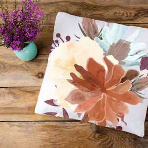 Square Pillow Floral Design, Floral Home Decor, Accent Pillow, Flower Pillow, Room Accents